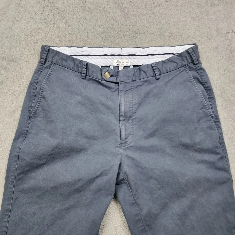 Peter Millar Chino Pants Mens 36 Gray Pima Cotton Stretch 97/3 Casual Trousers